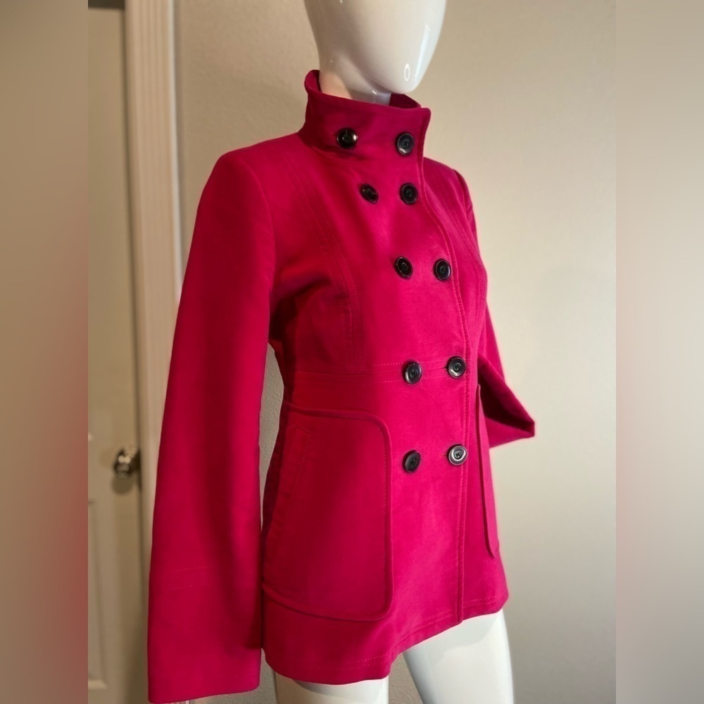 MNG Suit~Hot Pink Brushed Cotton Peacoat~Fully Lined~Front Slant Pockets~Size S - Picture 4 of 15